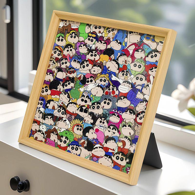 Крошка Шин-чан Ручная деревянная фоторамка Пазл - Расписанный вручную праздничный подарок