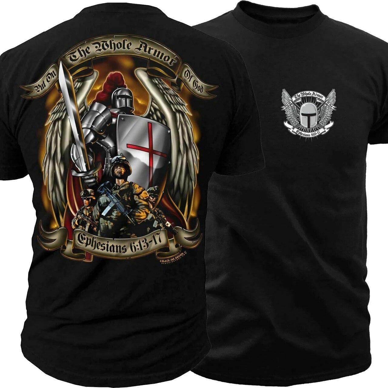 

Доспехи Божии» Ефесянам 6:Футболка Modern Crusader в стиле милитари 13–17 дюймов. Повседневные футболки из 100% хлопка с короткими рукавами, свободные футболки унисекс размера S-3XL