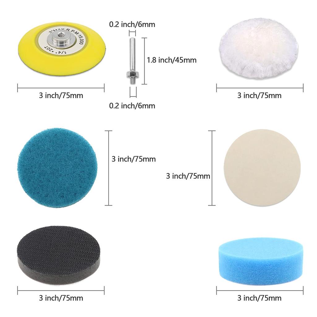 41PCS Car Headlight Restoration Kit 3 Inch Car Polishing Sanding Discs with 1/4 Inch Shank Backing Pad Scouring Pad for Cleaning