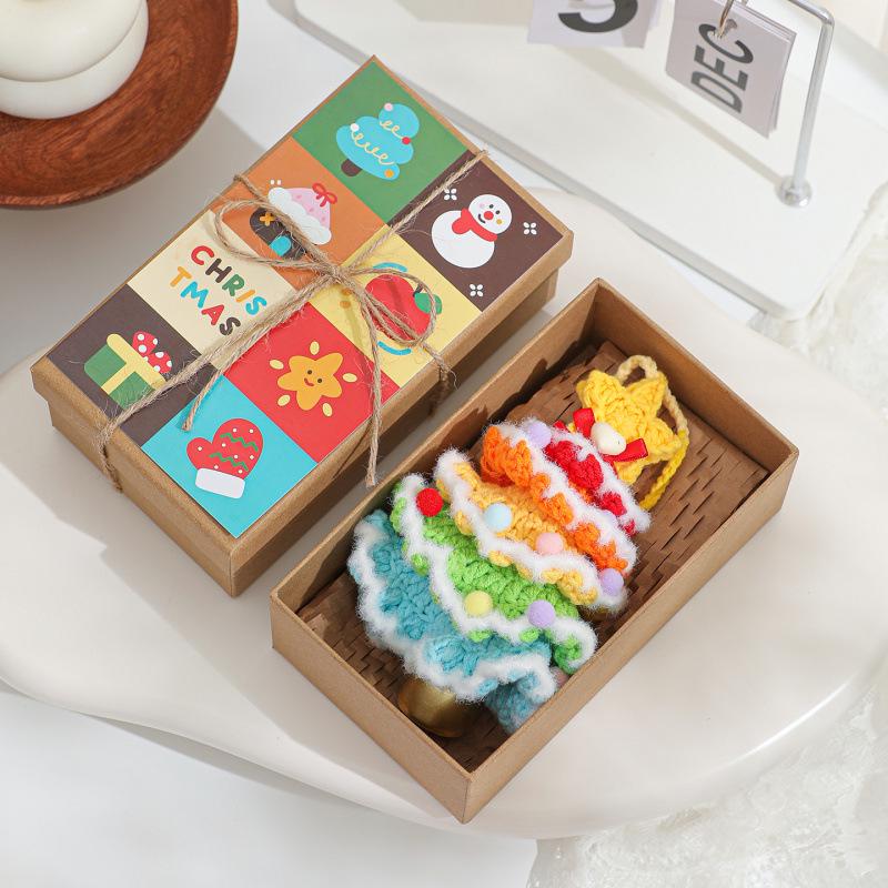 Cross-border Plush & Yarn Crochet Christmas Ornaments, Small Tree Decor & Car Pendants