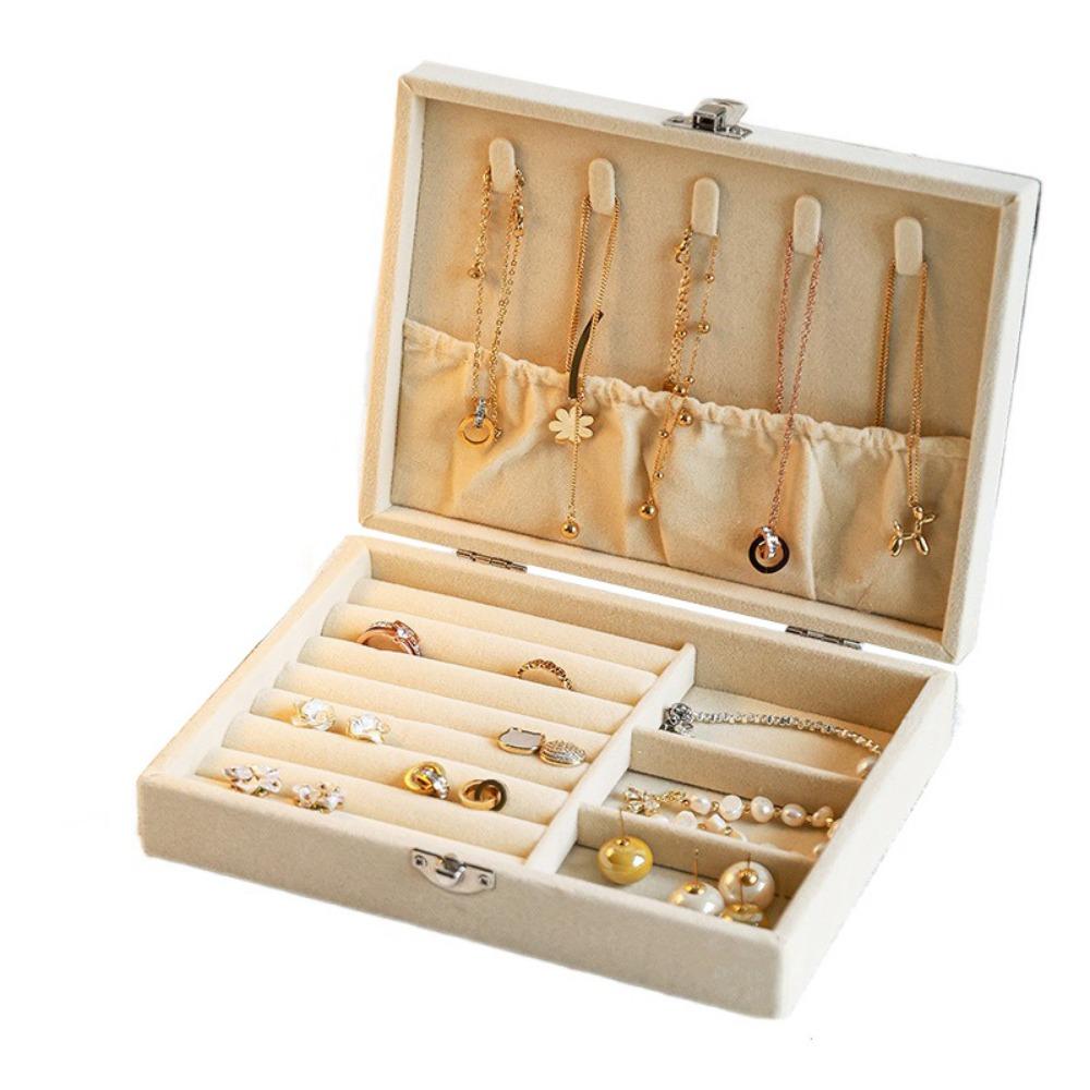 

Пылезащитная коробка для хранения ювелирных изделий большой вместимости, портативный органайзер для серег, кольцо Style 1