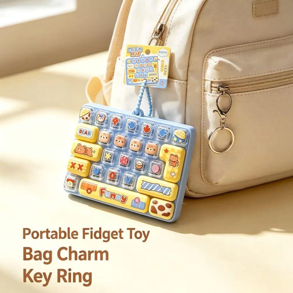 26-Key Decompression Button Toy Cute Design Keyboard Keychain Desktop Decoration