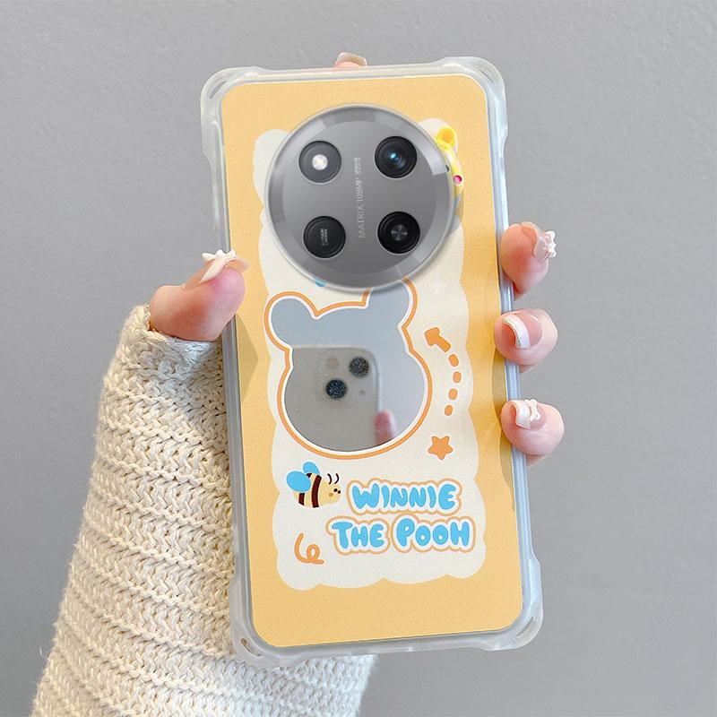 KEYSION Crossbody Strap Phone Case for HONOR X9c 5G Cute Cartoon Long Lanyard Mirror Shockproof Cover for Huawei Magic 7 Lite 5G