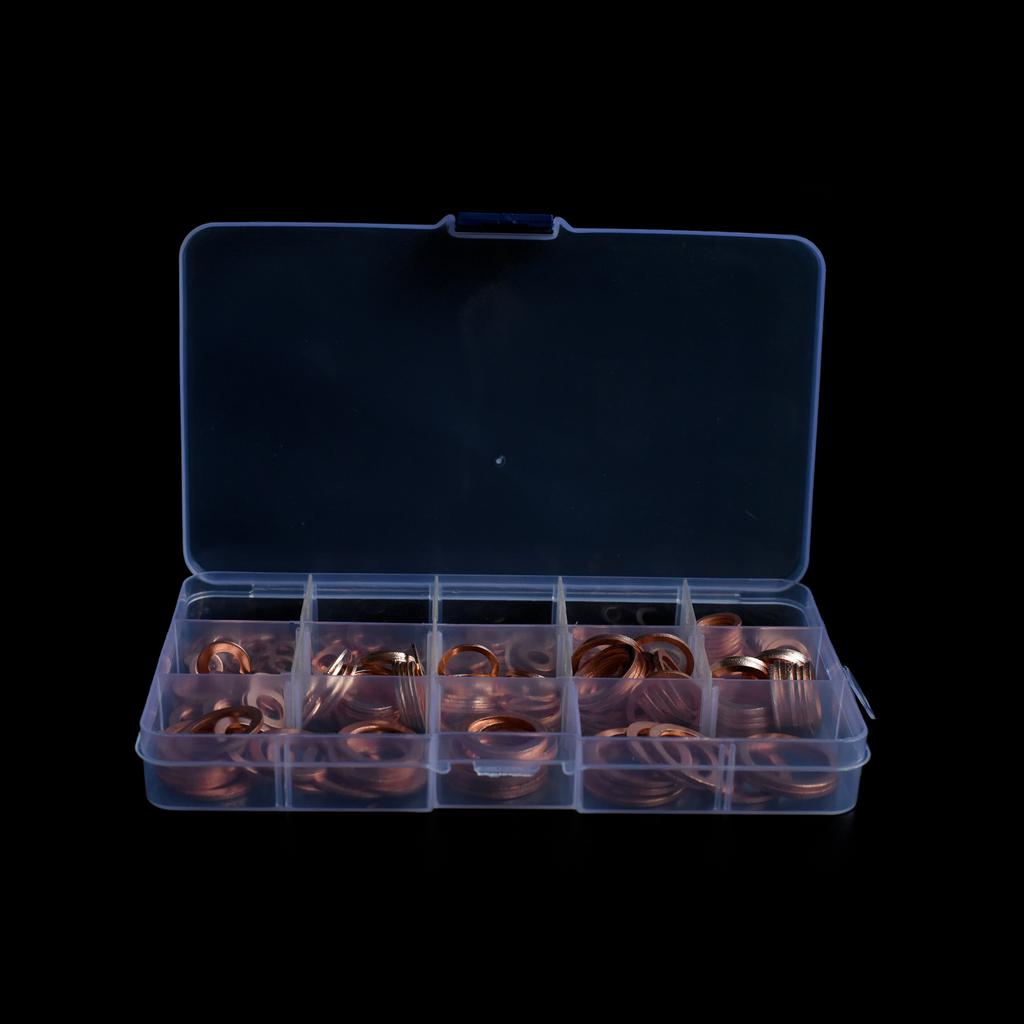 300 Stück Kupferdichtung Kombidichtungsbox, Flachdichtung M5-M22 Rotkupfer Dichtung
