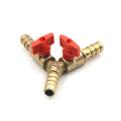Kelepçe Tee Pirinç Y 3 Yollu Kapatma Küresel Vana Bağlantı Hortumu Yakıt Gazı 3/8 "10mm 