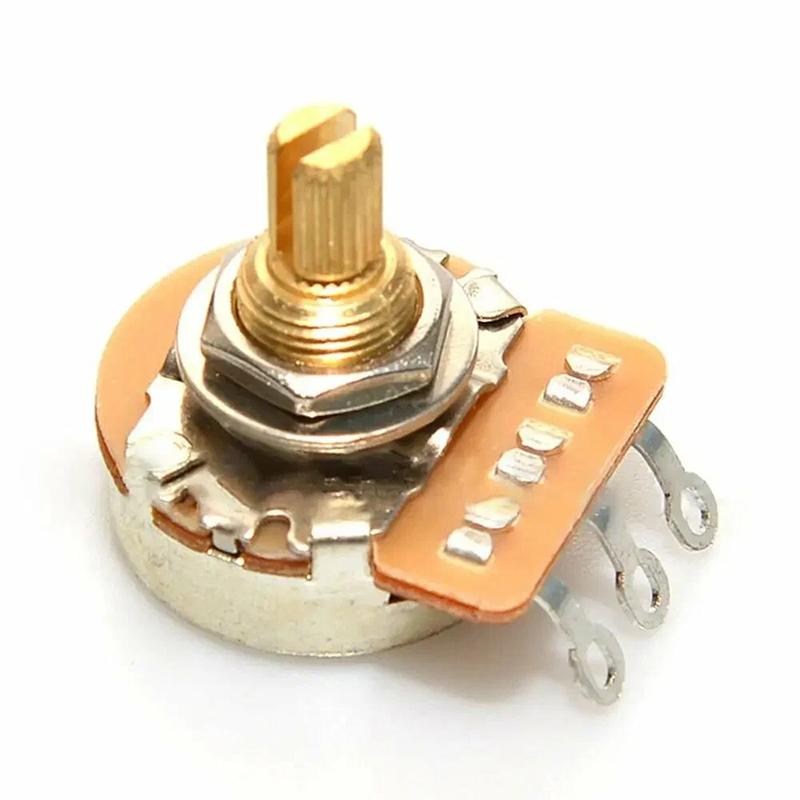 1Pcs Fine 24-Spline Brass Shaft Pots 500K/250K Long / Short Shaft Choose Guitar Potentiometers Diy Accessories