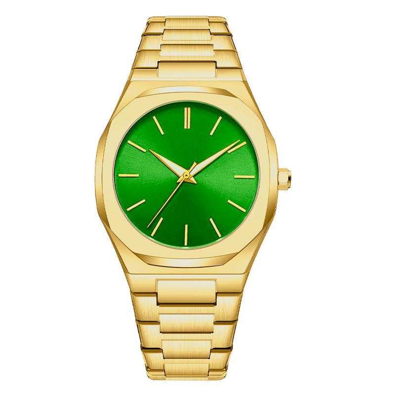 High-End Men's Quartz Watch with Large Dial and Steel Band, featuring Arabic Numerals.