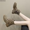 Shoes for Women Fashion Lace-up Women's Boots Spring Autumn Round Toe Leopard Botines Size 35-40 Botas De Mujer