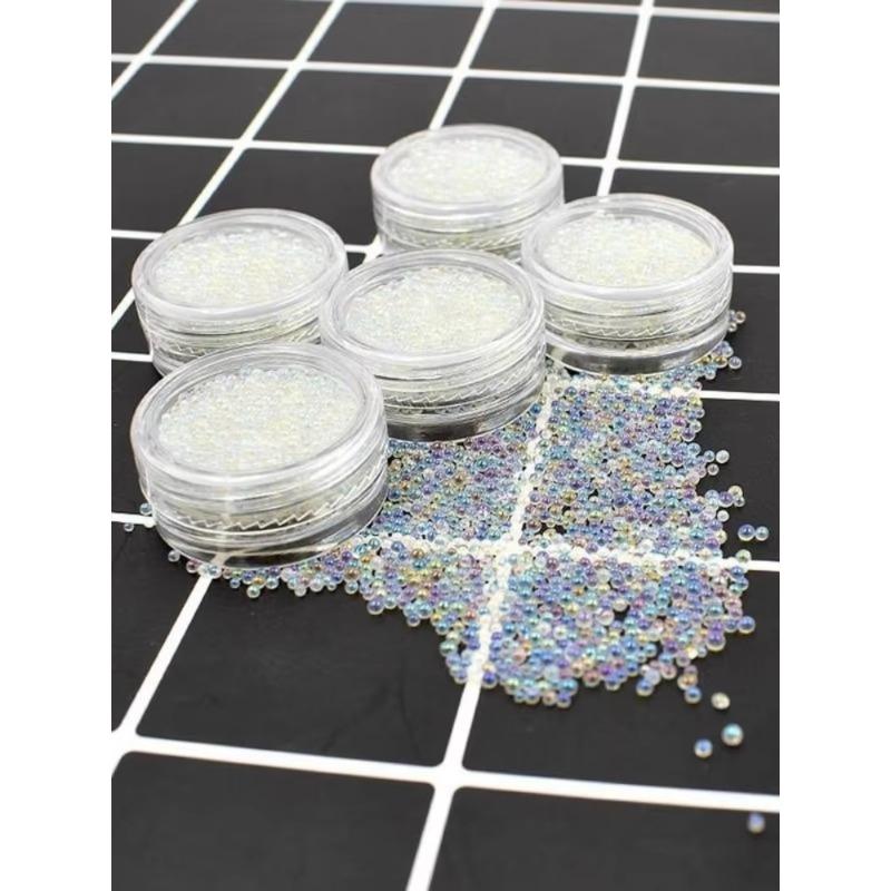 3Pcs Caviar Nail Art Diamond Colorful Glass Beads Transparent White Decorations Nails Accessories