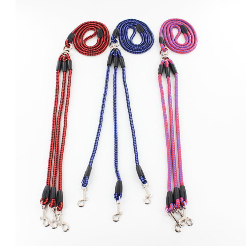 3 Way Dog Leash 3-in-1 Couplers Nylon Pet Traction Rope With Ergonomic Handle For Outdoor Dog