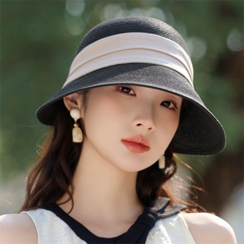 Spring and Summer New Sun Hat Women's Sunscreen Foreign Style Fashion Straw Hat Vacation Summer Sun Hat