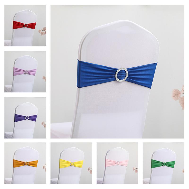 Spandex Chair Sashes Premium Stretch Chair Cover Band with Buckle Universal Elastic Chair Ties for Wedding Party Ceremony Decors