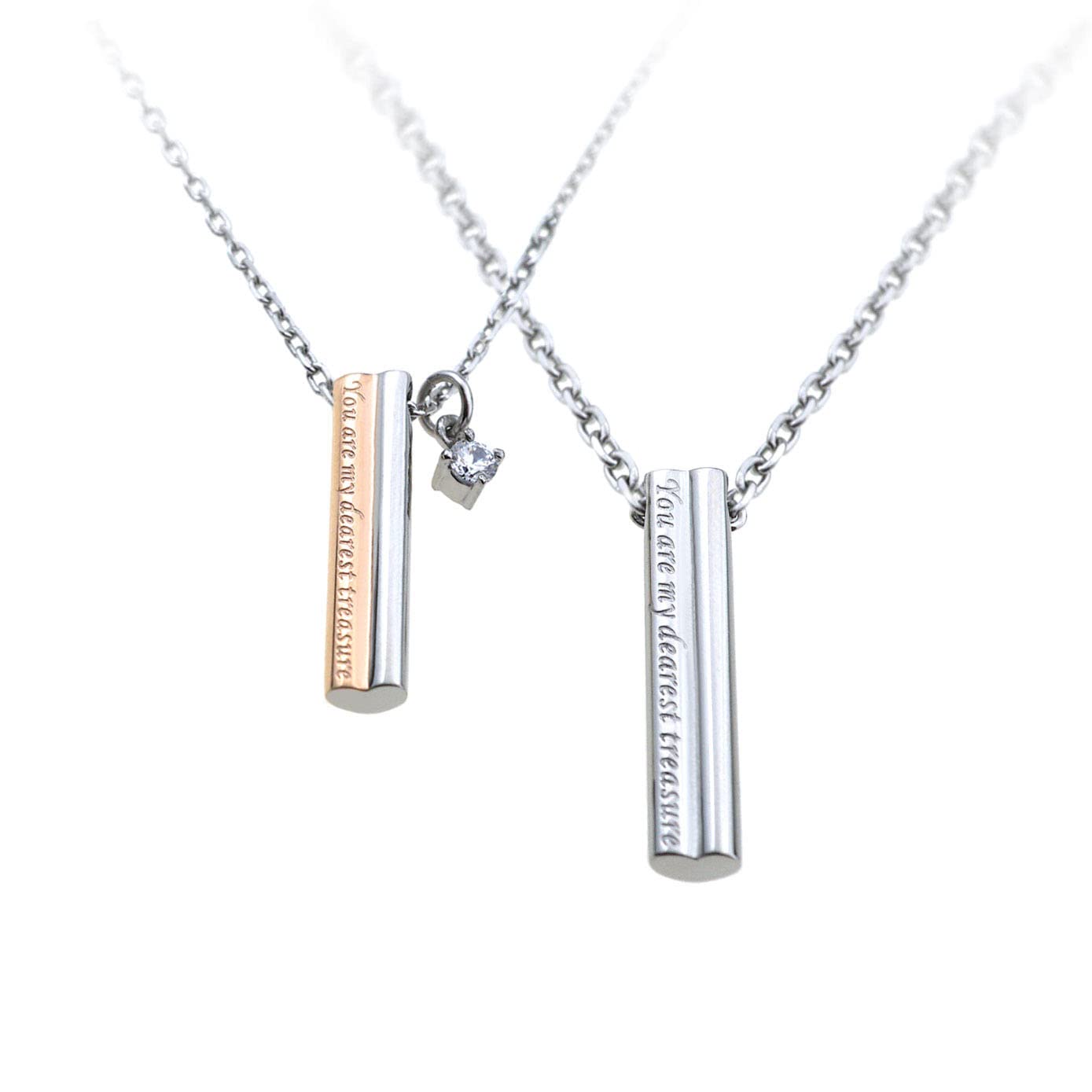 

[Petit Jewel YU-NA] Hidden Heart Pair Necklaces (Set of 2) Stainless Steel 316L - Men s & Women s - Couple Gift, Anniversary, Christmas