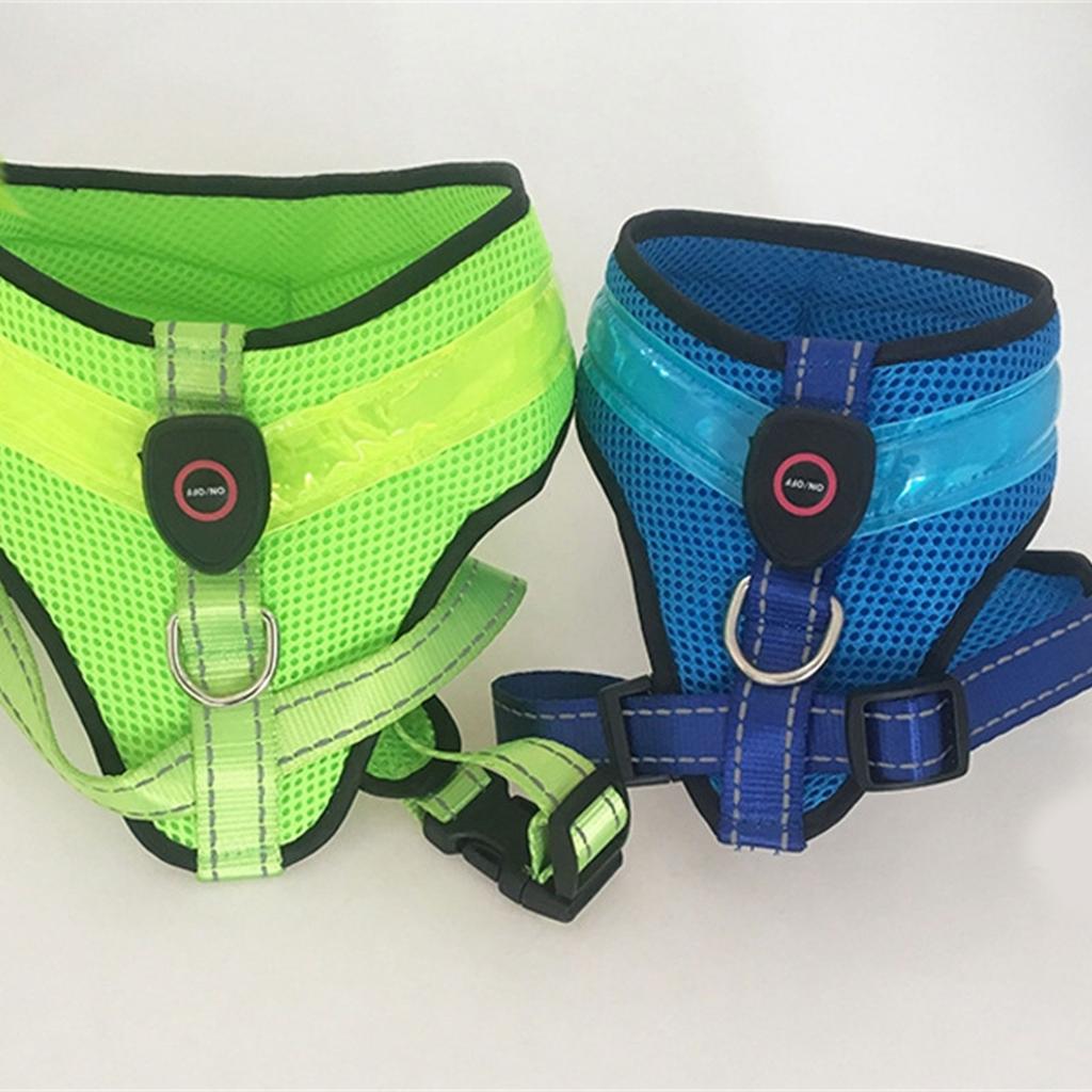 Fashion Dogs Harness Leash Adjustable Length Pet Chest Back LED Dog Vest with Sturdy Buckle for Pet Outdoor Walking
