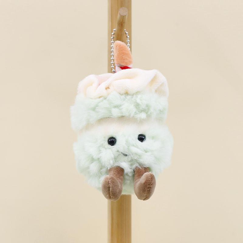 Adorable Fun Cake Keychain Plush Doll For Kids Brown Green Blue Pink 12cm