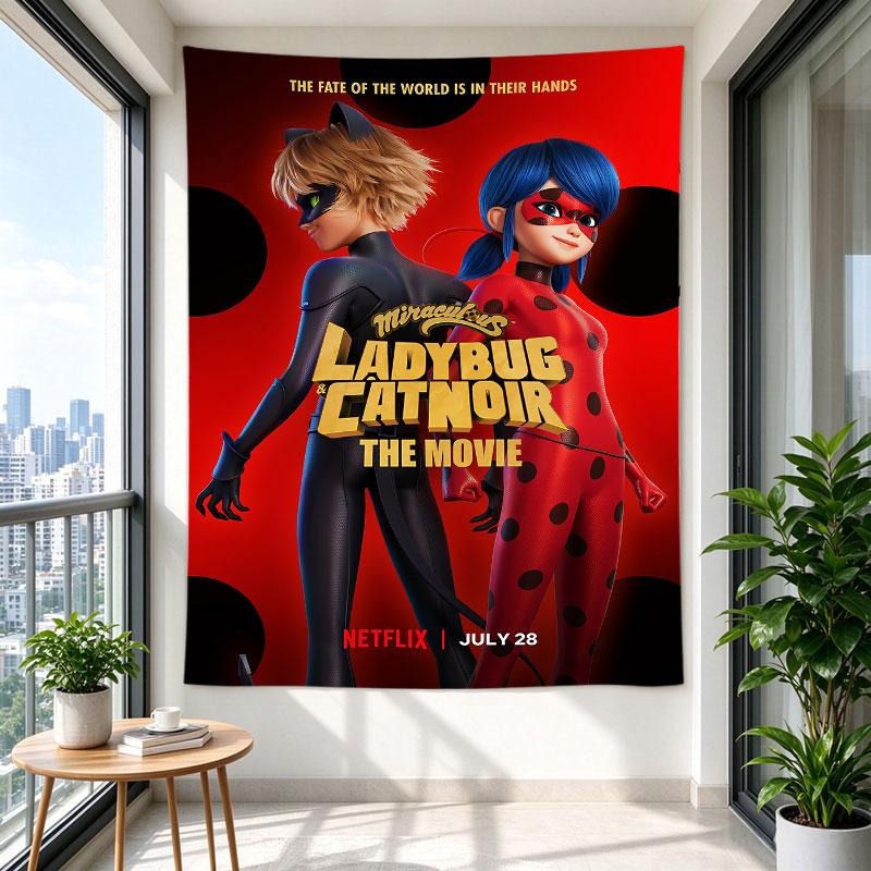 Miraculous Ladybug Cat Noir Netflix Movie Poster Red
