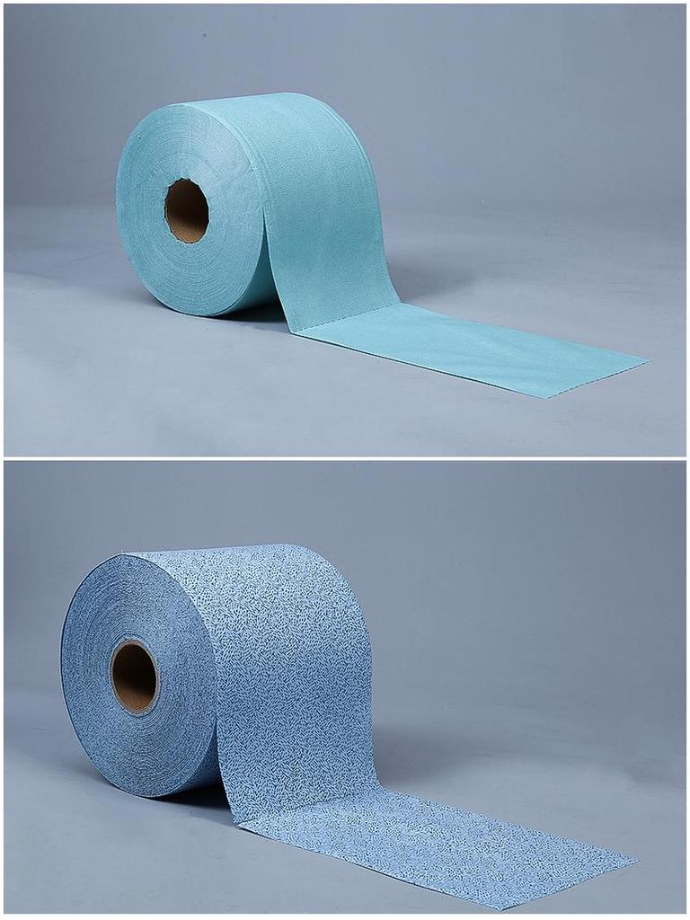 Industrial Dust-Free Oil-Absorbent Wiping Paper - Large Roll, Blue & White Non-Woven Fabric