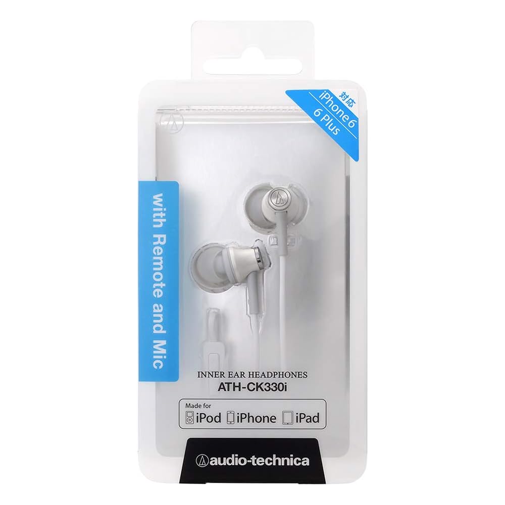 Audio-Technica ATH-CK330i WH In-Ear Headphones with Microphone for iPod/iPhone/iPad (White)