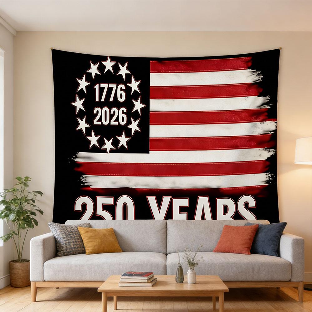 America 250th Anniversary Vintage Flag Tapestry Patriotic 17762026 Print Polyester Wall Hanging for Living Room Decor