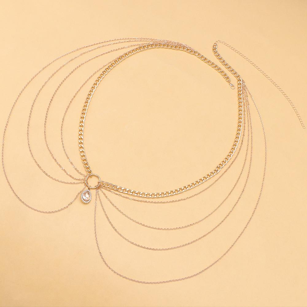Geometric Body Chain For Women With Water Diamond Embellishments Summer Fashion Jewelry