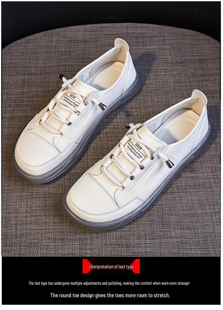 Women's Genuine Leather White Slip-On Shoes - 2025 Casual Soft Sole Flats