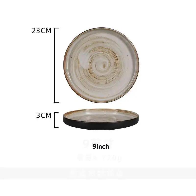 Japanese Ceramic Dinner Plate Steak Food Tray Tableware Straight Edge Flat Plate Salad Pasta Dish Dinnerware