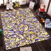 Abstract Colorful Artistic Carpet with Yellow, Purple, and White Patterns Suitable for Use As an Anti-slip for Living Room Bedroom Sofas