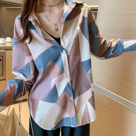 2025 Spring/Summer Women's Retro Hong Kong Style Long Sleeve Shirt - Loose and Slim Fit Design