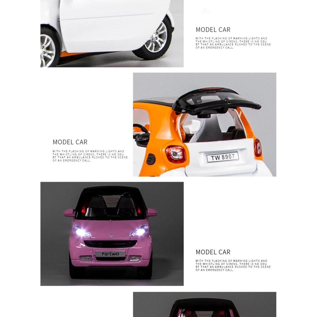 1/24 Slitina Auto Smart Fortwo Kovový Die Cast Hračka Simulační Model Auta Vozidla Sběratelská Ozdoba Dětská Auta Hračky Vánoční Dárky