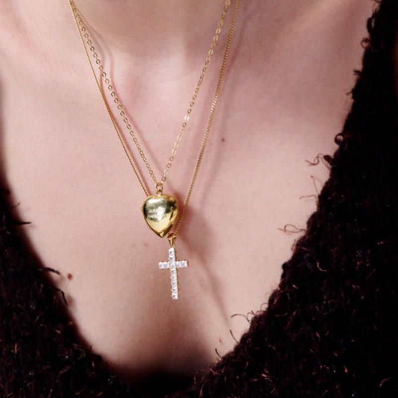 August Harmony 92.5% Crystal Cross Necklace / 2color