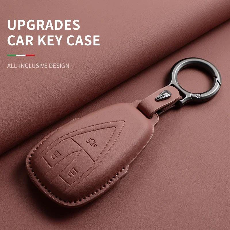 Leather Car Key Case Cover Holder Keychain Protective Shell for Changan Deepal S7 SL03 UNIT UNIK CS35 Plus CS55 Plus CS75