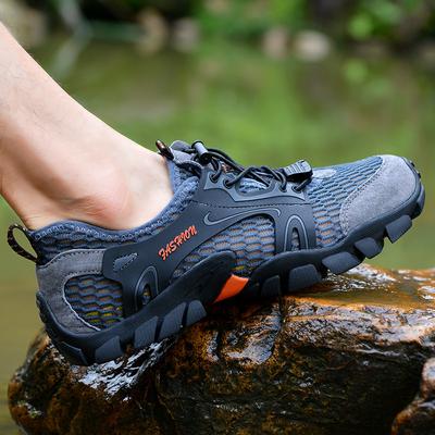 Summer Men's Shoes Breathable New Mesh Surface Shoes Hiking Shoes Men's Outdoor Leisure Leather Sports Mesh Shoes Trendy Shoes