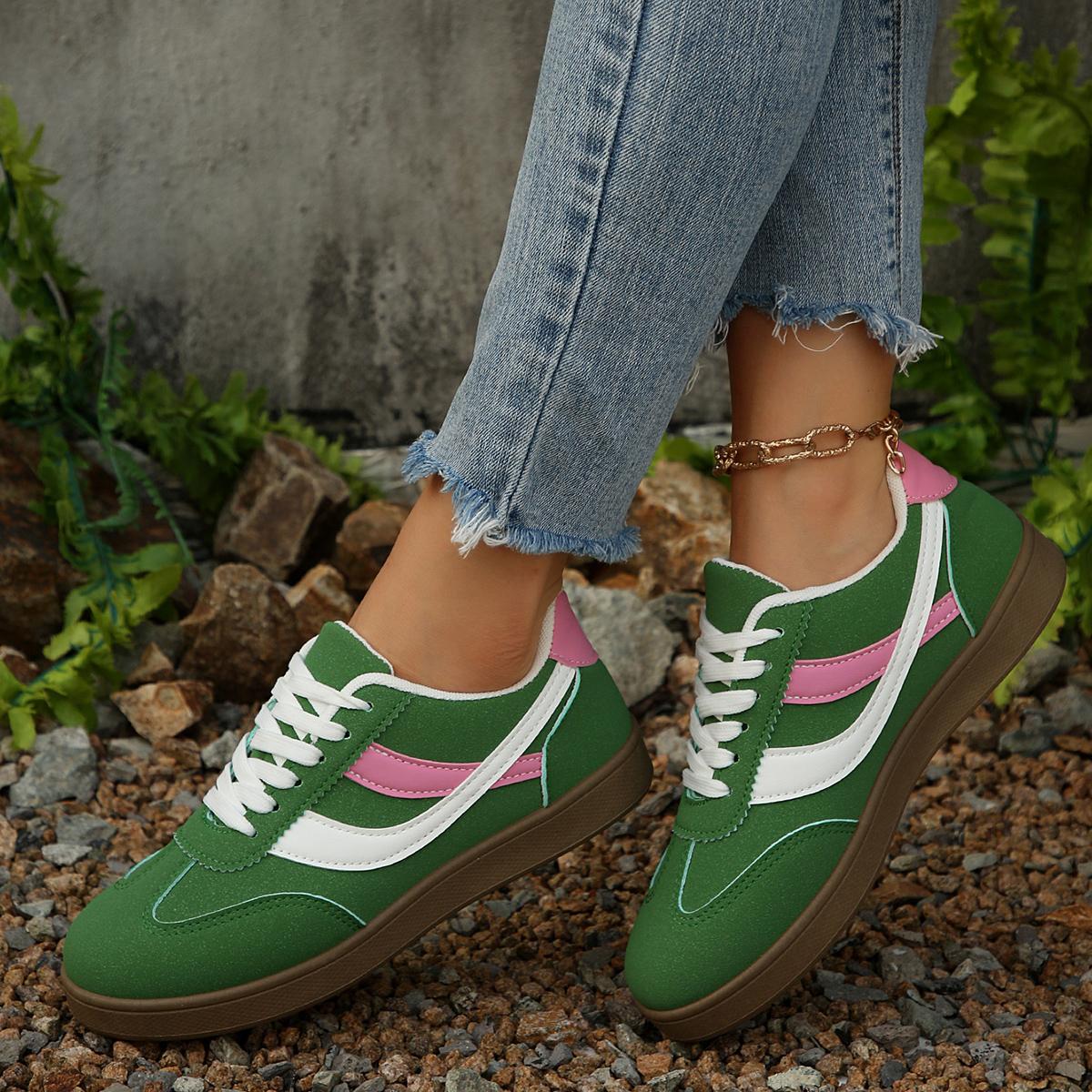 

Модная женская ретро повседневная обувь на плоской подошве с круглым носком, спортивная обувь, весна-осень, новый стиль, универсальная, модная обувь Dequn, размер 36-43 43 зелёный
