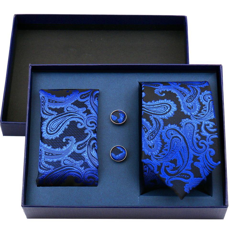 Men'S Business Tie Pocket Square Scarf Gift Box Set Formal Wedding Professional Shirt Trendy Tie Worker