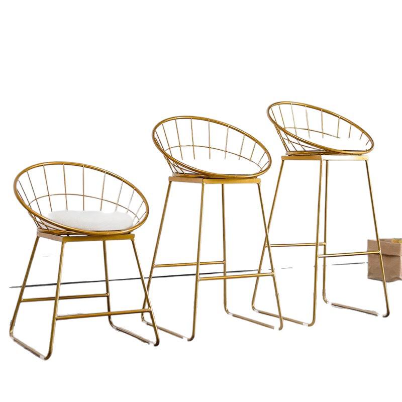 Nordic Iron Art High Back Metal Bar Chair - Stylish and Simple Design.