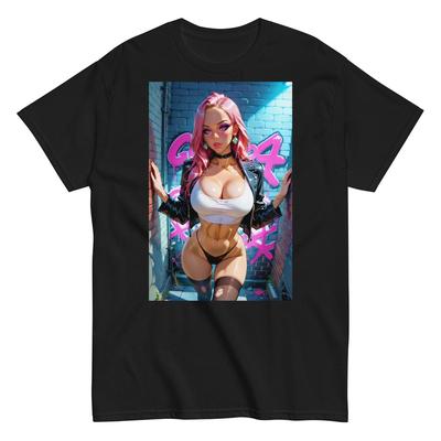 Camiseta Unisex de Manga Corta de Chica Anime Ecchi Caliente Hentai Sexy Manga Waifu