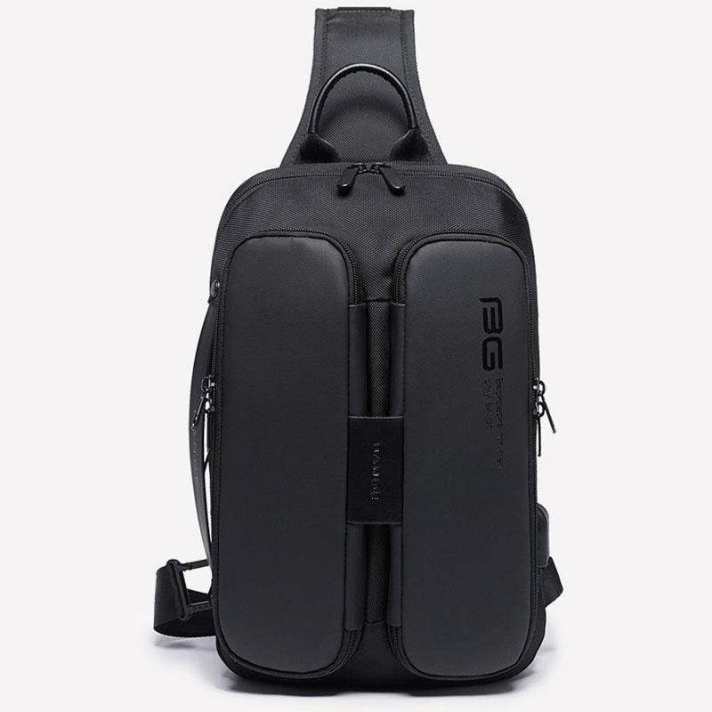 IELGY Pánská taška Lehká ležérní Oxfordská látka Všestranná USB Černá Módní Jednoramenní Zip