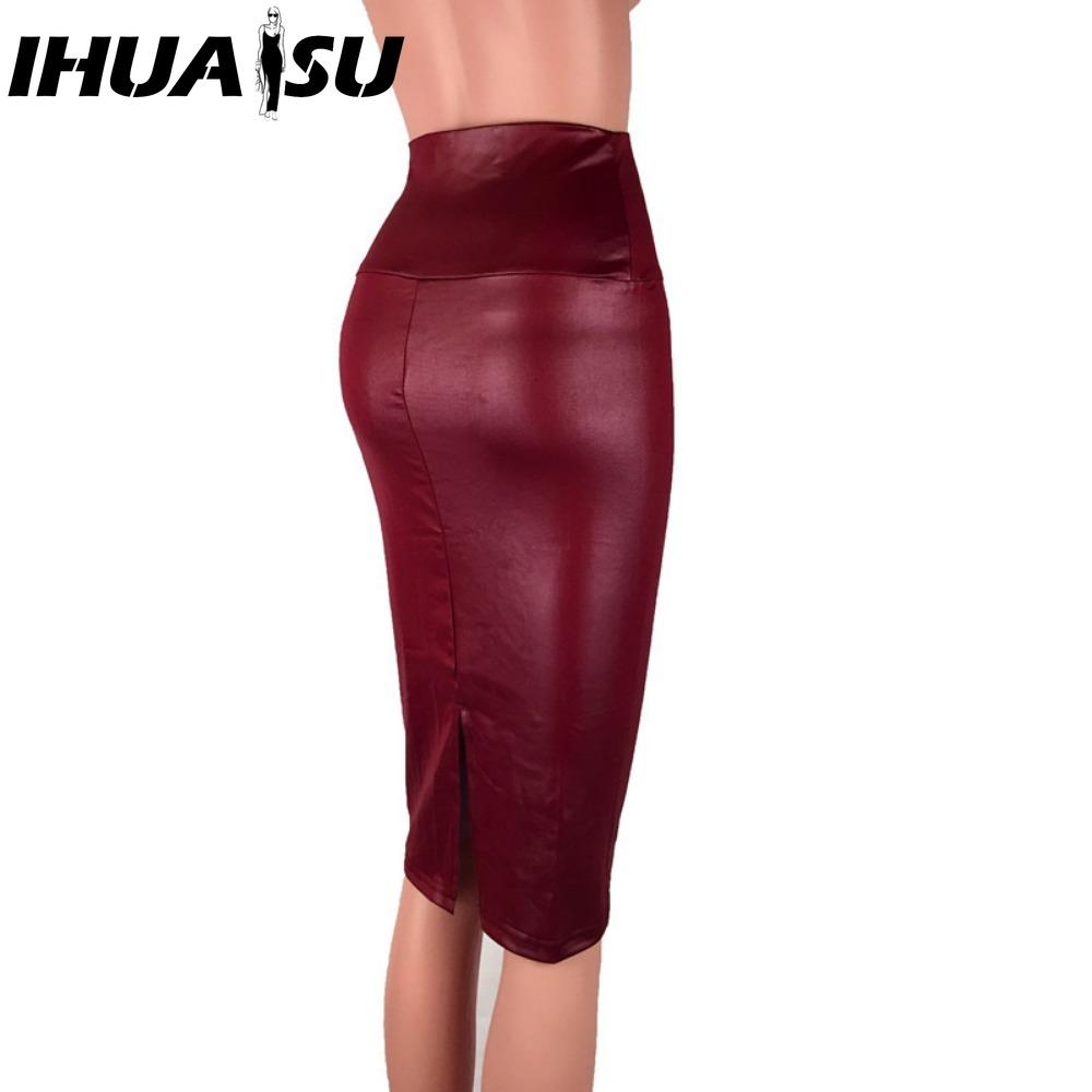 IHUASU Women's Fashion Casual Back Slit Solid Color Print Summer Spring Skirt