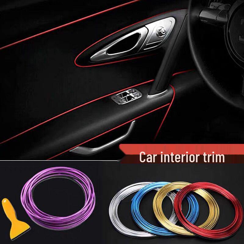 Car Interior Decorative Strip - Bright Line Modification Accessory 5m Blue with Scraper