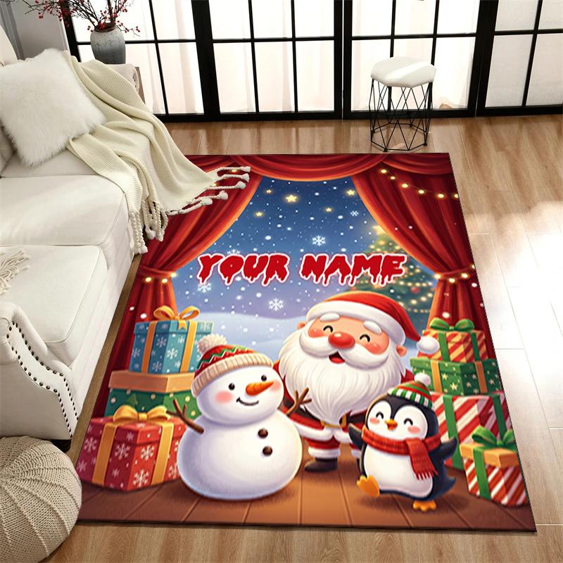 1PC Custom Name Christmas Magic Night Theme Floor Mat Ideal for Living Room, Game Rooms, Office, Bedroom,Floor Mat Playful Design