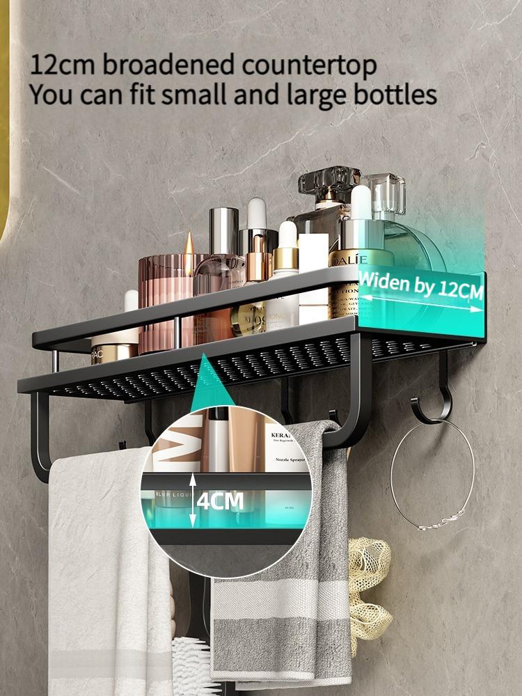 50CM/60CM Aluminum Bathroom Shelf Shelves Shampoo Makeup Storage Holder Kitchen Organizer Wall Mounted Rack Access