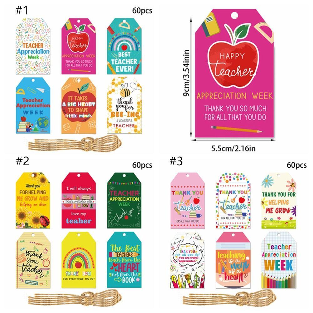 60pcs Cute Gift Boxes Hanging Card Blessing Cupcake Tags Thank You Card  Holiday Festival Party