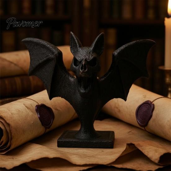Indoor Party Ornament 3D Printed Bat Figurine, Gothic Black Sculpture, Spooky Dark Aesthetic Home Furnishings Tabletop for Halloween Shelf Desk