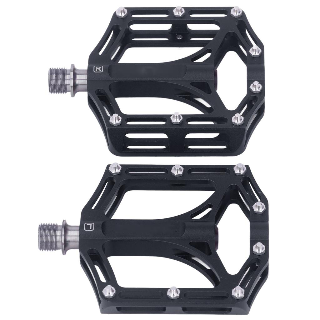 1 Pair Mountain Bike Pedals Universal Lightweight Titanium Alloy Road Bike Pedals for Road Mountain BMX MTB Bike Black