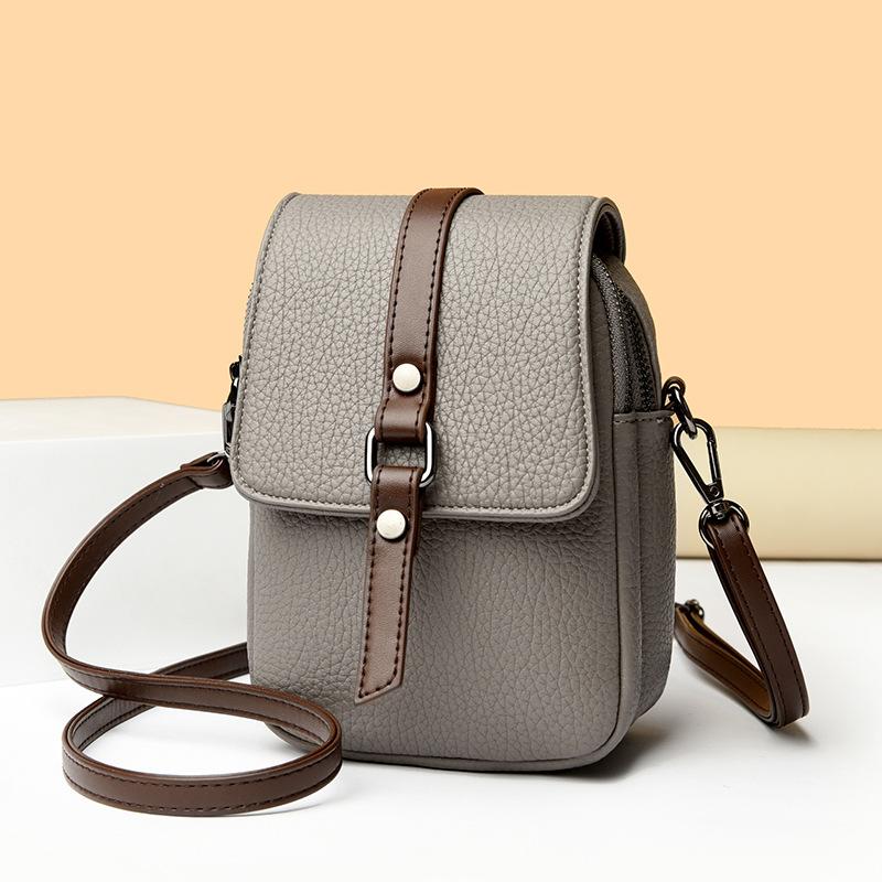 Small bag 2025 new vertical double-layer women's mobile phone bag mini coin purse contrasting women's bag Korean crossbody bag