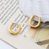 Stylish And Simple 18K Gold Oval Earrings, High-End Niche Titanium Steel Smooth U-Shaped Earrings For Women