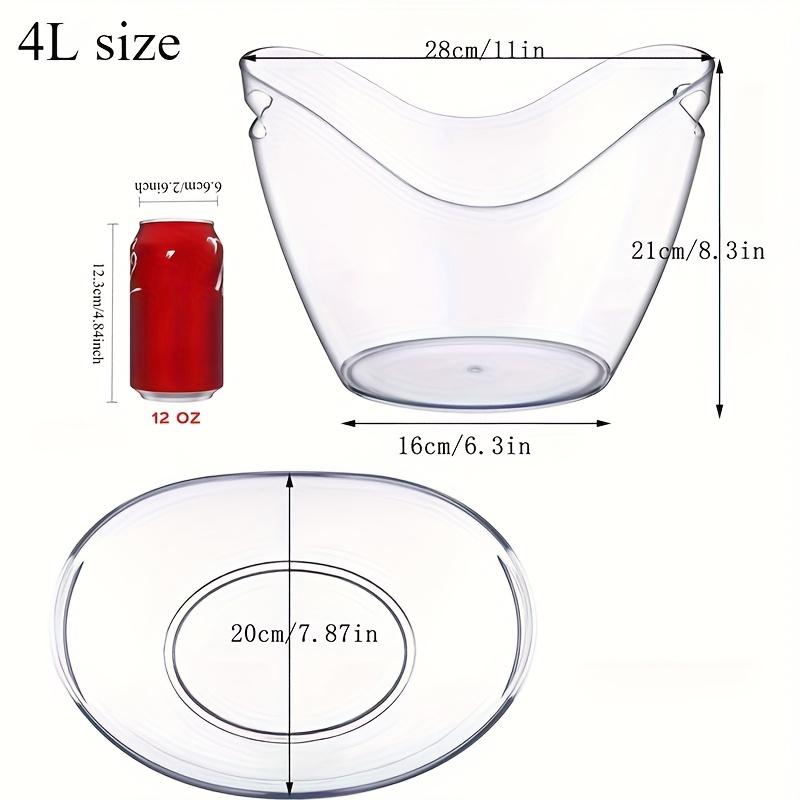 4pc 4L Transparent PET Ice Bucket Beer Barrels Durable Plastic Beverage Coolers for Champagne Wine Parties BBQs Picnics Home Bar
