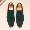 Fashion High Quality Tassels Loafers New Men's Pointed Suede Leather Shoes Male Designer Formal Wedding Prom Dress Homecoming Footwear