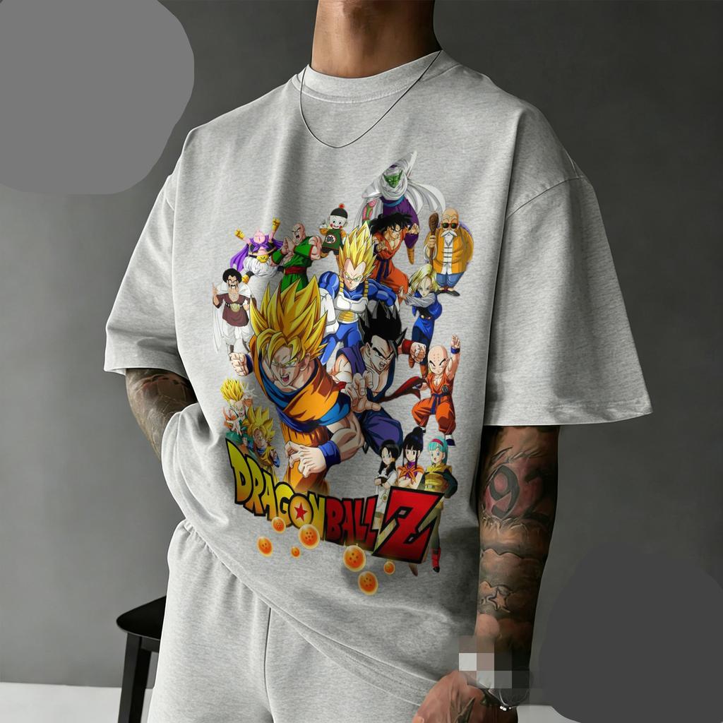 New Arrival Dragon Ball Z Oversized Nostalgia T-shirt  Full Character Cast Retro Graphic Print 100% Cotton Casual Tee