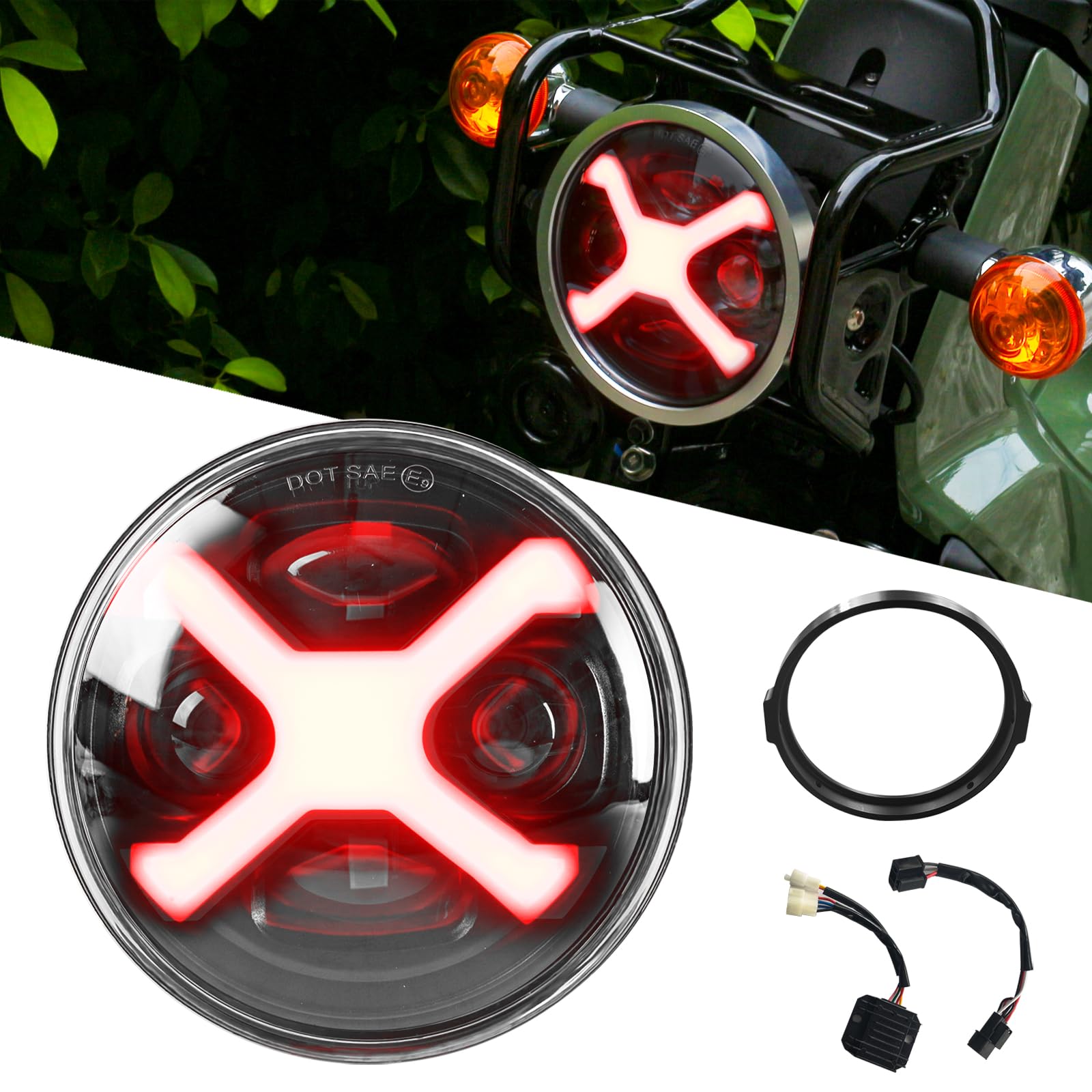 

Vancroser Cross Cab CC110 Светодиодная фара для мотоцикла с ДХО, переключение ближнего/дальнего света /24В IP68 красный